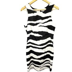 TWEEDS 100% Linen Zebra‎ Animal Print Sleeveless Sheath Dress Size 10 Career